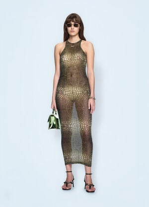 Off-White Crocodile Mesh Racer Dress Green ofw0260042