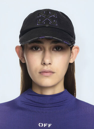 Distressed Denim Baseball Cap Off-White Distressed Denim Baseball Cap Black ofw0260058
