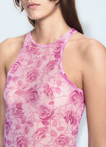 Off-White Off Stamp Roses Mesh Tank Top Pink ofw0260062