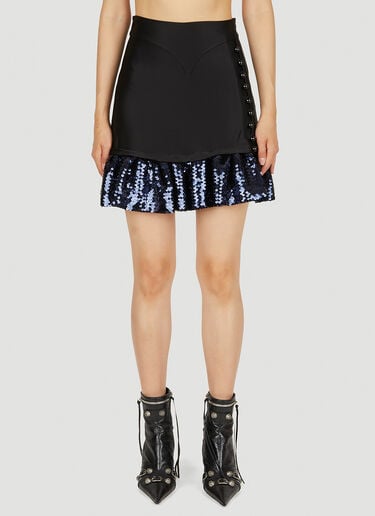 Satin Sequin Trim Skirt Rabanne Satin Sequin Trim Skirt Black pac0250010