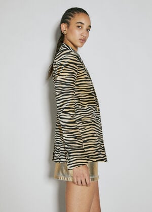 Rabanne Tiger Print Tailored Blazer Brown pac0253007