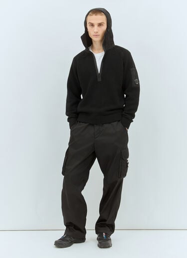 C.P. Company 나일론 후드 울 가디건 블랙 pco0158002