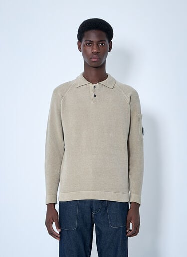 C.P. Company Chenilee Cotton Polo Shirt Beige pco0159002