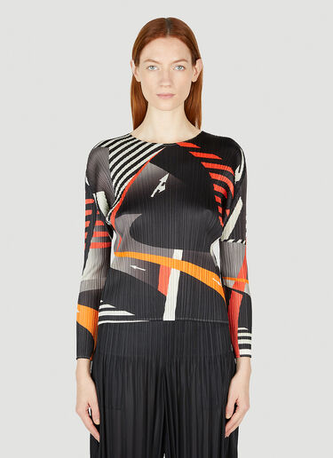 Pleats Please Issey Miyake Graphic Print Top Black plp0252005