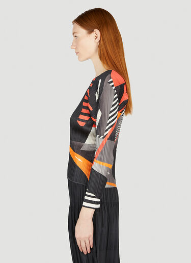 Pleats Please Issey Miyake Graphic Print Top Black plp0252005