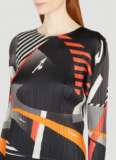 Pleats Please Issey Miyake Graphic Print Top Black plp0252005