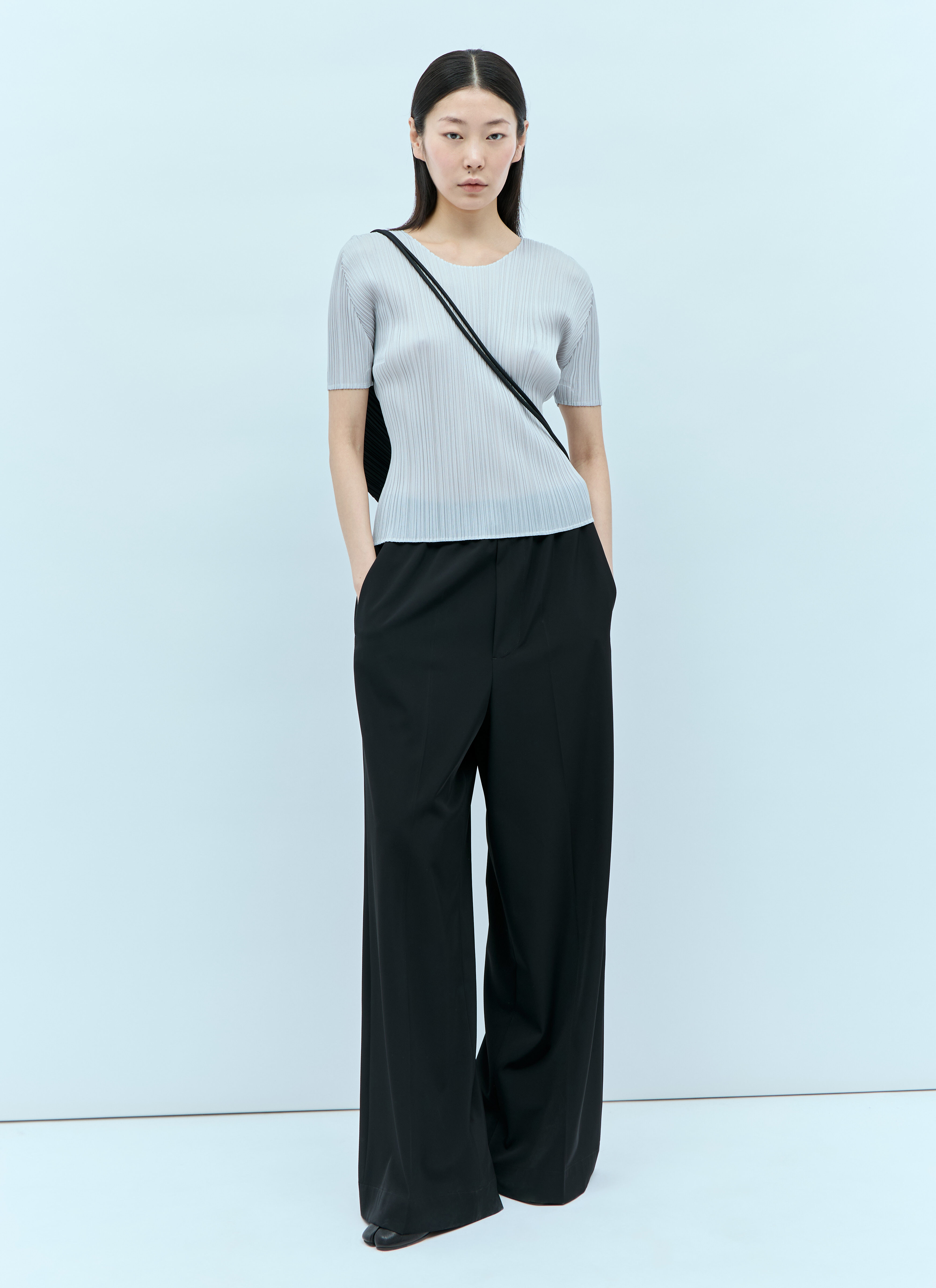 Pleats Please Issey Miyake Women's' Pleated T-Shirt in Grey