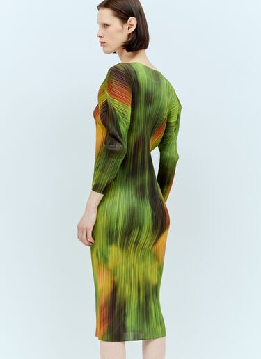 Turnip & Spinach Midi Dress Pleats Please Issey Miyake Turnip & Spinach Midi Dress Green plp0256001