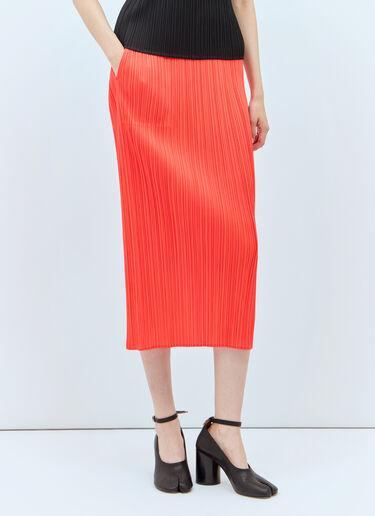 Pleats Please Issey Miyake 먼슬리 컬러: 에이프릴 미디 스커트 오렌지 plp0257005