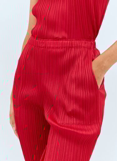 Pleats Please Issey Miyake Cropped Pleated Pants Red plp0257025