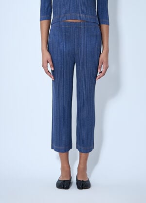 Pleats Please Issey Miyake Crop Pleated Pants Blue plp0260011