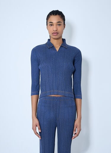 褶裥 Polo 衫 Pleats Please Issey Miyake 褶裥 Polo 衫 蓝色 plp0260013