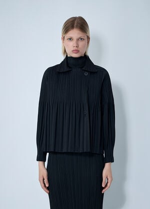 Pleats Please Issey Miyake Pleated Smooth Coat Black plp0260014
