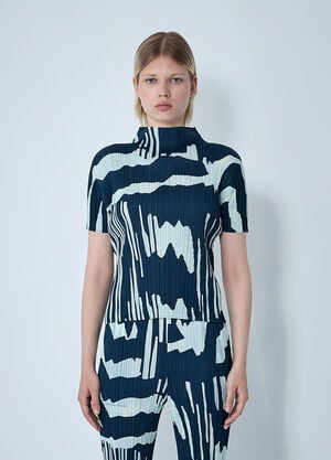 Pleats Please Issey Miyake Pleated Top Blue plp0261001