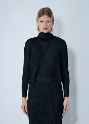 Pleats Please Issey Miyake Pleated Cardigan Black plp0261009
