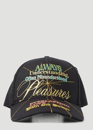 Pleasures Logo Motif Baseball Cap Black pls0146037