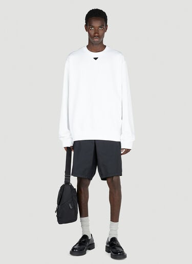 Prada Cotton Logo Plaque Sweatshirt White pra0153003