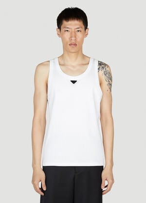 Prada Tanktop mit Logo-Plakette Weiß pra0153007