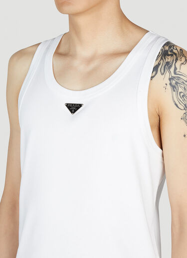 Logo Plaque Tank Top Prada Logo Plaque Tank Top White pra0153007