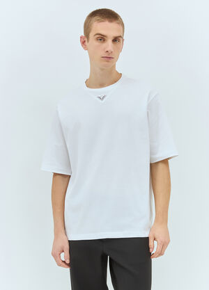 Prada 徽标铭牌棉质 T 恤 白色 pra0159006