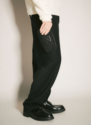 Prada 再生尼龙和十字纹皮革化妆包  黑色 pra0159020