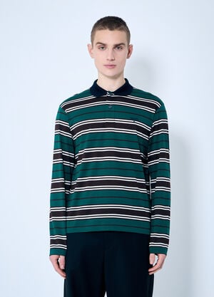 Prada Striped Polo Shirt Green pra0160002