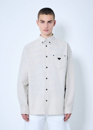 Prada Cotton-And-Linen-Blend Shirt Beige pra0160008