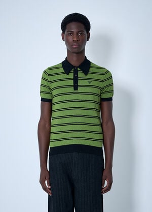 Prada Stripe Logo Motif Polo Shirt Black pra0160010