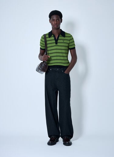 Prada ストライプロゴモチーフポロシャツ ブラック pra0160010
