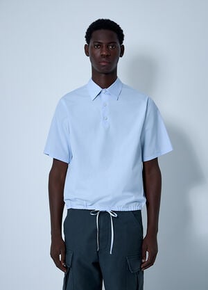 Prada Short-Sleeve Cotton Shirt Light Blue pra0161001