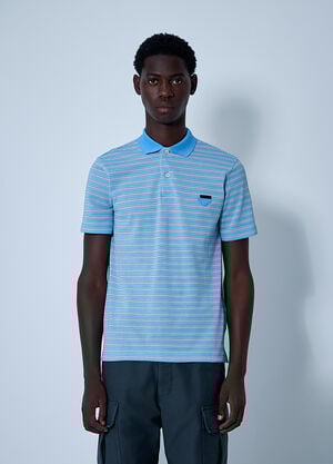 Prada Logo Motif Polo Shirt Light Blue pra0161003