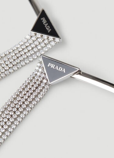Set of Two Logo Plaque Crystal Hair Slides Prada Set of Two Logo Plaque Crystal Hair Slides Black pra0247013
