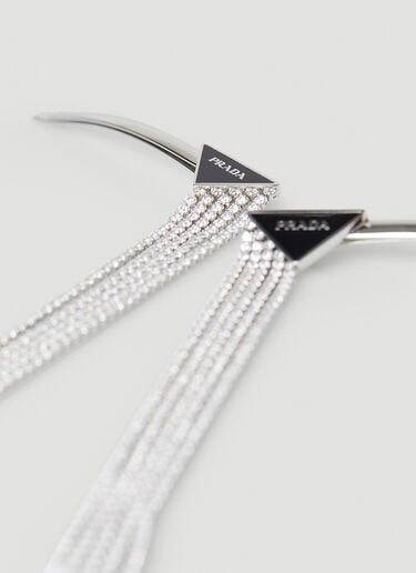 Set of Two Logo Plaque Crystal Hair Slides Prada Set of Two Logo Plaque Crystal Hair Slides Black pra0247013