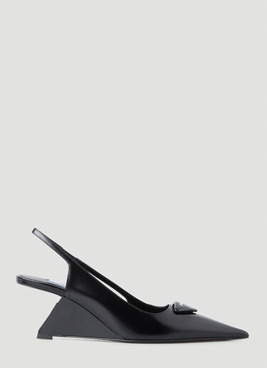 Prada Brushed Leather Singback Pumps Black pra0248060