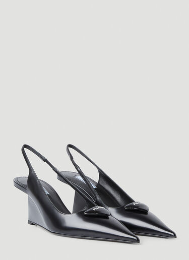 Prada Brushed Leather Singback Pumps Black pra0248060