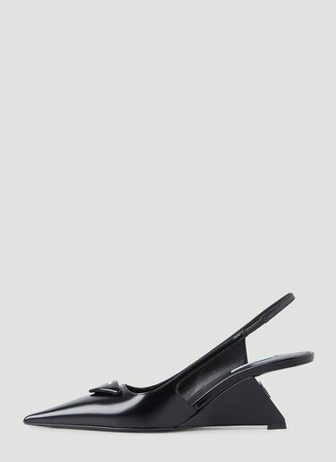 Prada Brushed Leather Singback Pumps Black pra0248060