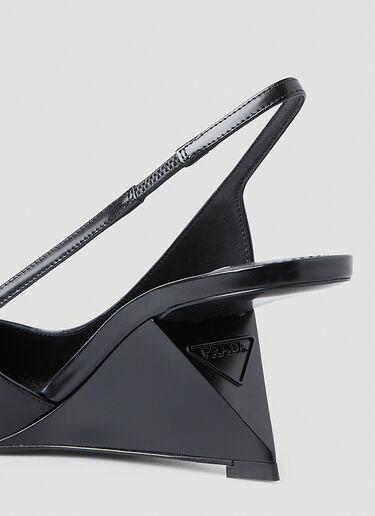 Prada Brushed Leather Singback Pumps Black pra0248060