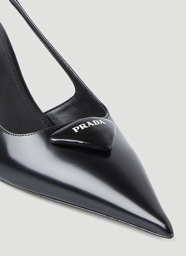 Prada Brushed Leather Singback Pumps Black pra0248060