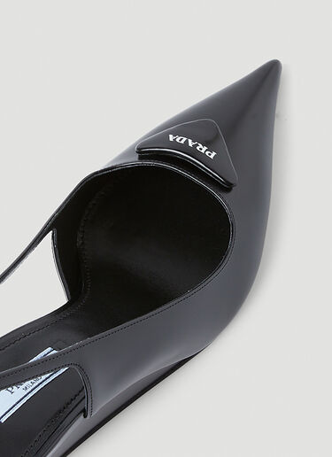 Prada Brushed Leather Singback Pumps Black pra0248060
