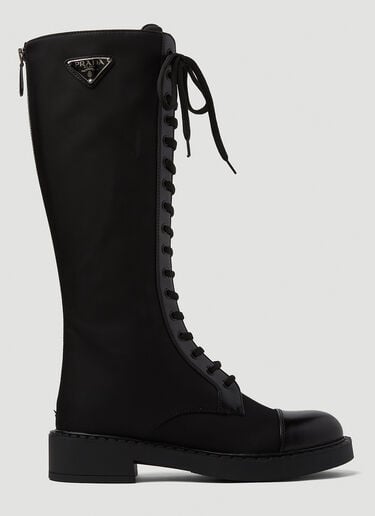 Re-Nylon Knee-High Combat Boots Prada Re-Nylon Knee-High Combat Boots Black pra0249024