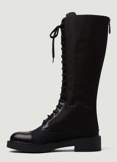 Prada Re-Nylon Knee-High Combat Boots Black pra0249024