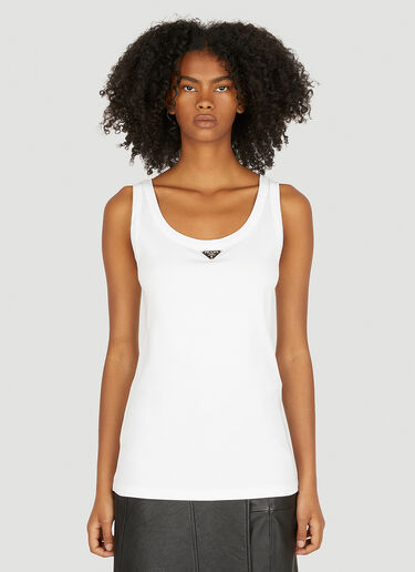 Prada Logo Plaque Tank Top White pra0250002