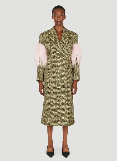 Faux Fur Herringbone Coat Prada Faux Fur Herringbone Coat Yellow pra0250003