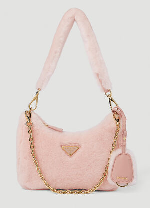 Prada 羊毛皮迷你单肩包 粉色 pra0251021