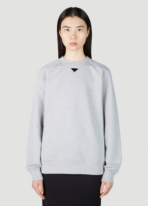 Prada Logo Plaque Sweatshirt Grey pra0252005