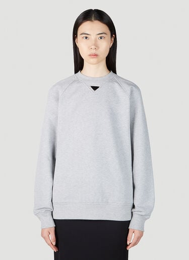 Logo Plaque Sweatshirt Prada Logo Plaque Sweatshirt Grey pra0252005