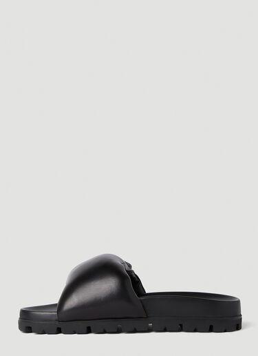Padded Logo Plaque Slides Prada Padded Logo Plaque Slides Black pra0252046