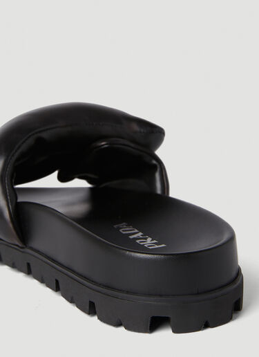 Padded Logo Plaque Slides Prada Padded Logo Plaque Slides Black pra0252046