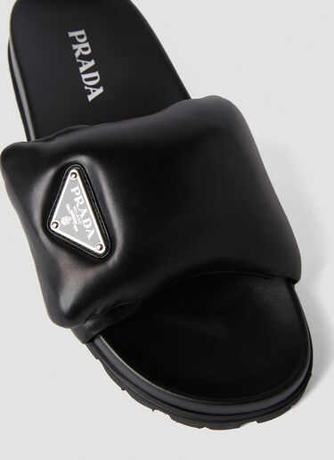 Padded Logo Plaque Slides Prada Padded Logo Plaque Slides Black pra0252046