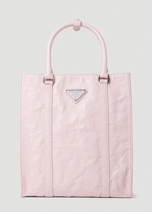 Prada Crinkled Leather Tote Bag Pink pra0252060